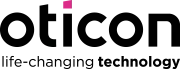 Logo oticon in scharz mit der Unterschrift life-changing technology